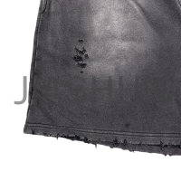 Vintage Acid Wash Distressed French Terry Cotton Shorts DTG