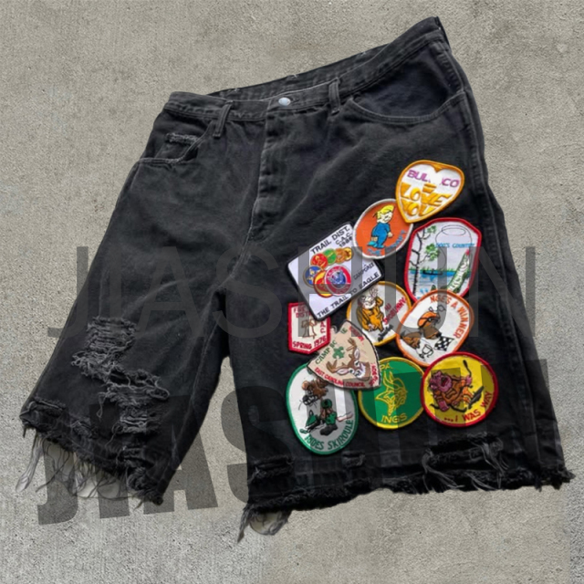 Custom Denim Shorts · Vintage wash · Embroidery