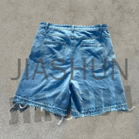 Acid Wash Patch Embroidery Denim Shorts
