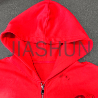 Oversized Sun-Faded Acid Wash Distressed Zip-Up Hoodie