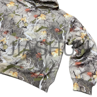 Cotton Boxy Zip Hoodie with Vintage Hunting Camouflage Print