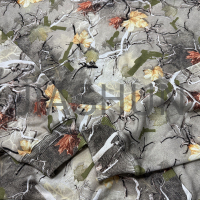 Cotton Boxy Zip Hoodie with Vintage Hunting Camouflage Print
