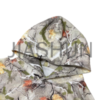 Cotton Boxy Zip Hoodie with Vintage Hunting Camouflage Print