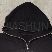 500 gsm Washed Oversized Zip-Up Hoodie with DTG Print