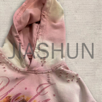 Acid Wash Distressed Hoodie with Embroidery and DTG Print