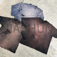 Acid Wash Sun Faded Vintage Oversized Boxy Cropped T-Shirt