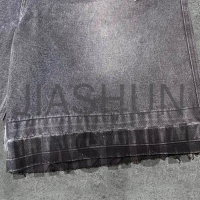 Black Vintage Acid Wash Distressed Oversized Denim Shorts