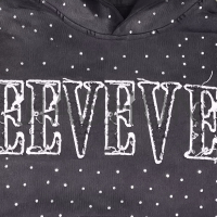Acid-Washed Applique Embroidered Rhinestone Hoodie