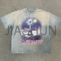 Vintage Acid Wash Oversized DTG Logo T-Shirt