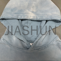 Acid Wash Oversized Distressed Ripped Print Pullover Hoodie