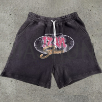 Vintage Distress Washed Screen Printed Shorts