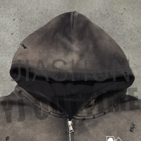 500 gsm Vintage Acid Wash French Terry Zip-Up Hoodie