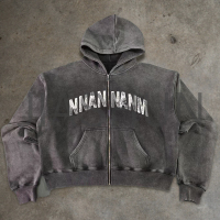 Sun Faded Heavyweight Oversized Zip Terry Hoodie Screen Printing