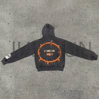 500 gsm Vintage Acid Wash French Terry Zip-Up Hoodie