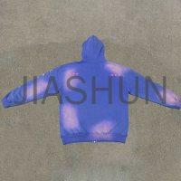 Acid Wash Zip-Up Hoodie with Logo Print