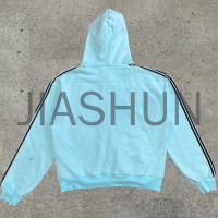 French Terry Cotton Oversized Boxy Zip-Up Hoodie with Rhinestones
