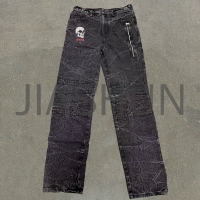 Wide Leg Flared Stacked Embroidered Patch Ripped Jeans