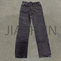 Wide Leg Flared Stacked Embroidered Patch Ripped Jeans