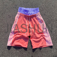 Striped French Terry Cotton Double Waist Shorts