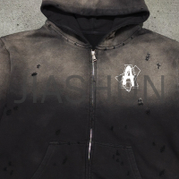 Distressed French Terry Graphic Hoodie with DTG Print