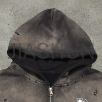 Distressed French Terry Graphic Hoodie with DTG Print