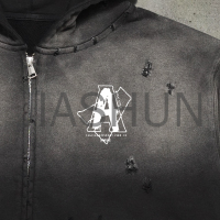 Distressed French Terry Graphic Hoodie with DTG Print
