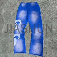 Acid Wash Distressed Oversized Flare Vintage Print Sweatpants