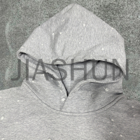 Acid Wash Distressed Heavyweight Print Baggy French Terry Hoodie