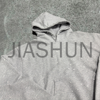 Acid Wash Distressed Heavyweight Print Baggy French Terry Hoodie