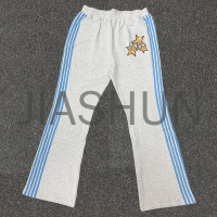 Cotton Terry Flared Sweatpants with Logo Stripe Print