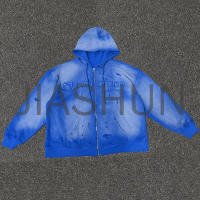 100% Cotton Oversized Boxy Zip-Up Hoodie with Graphic Embroidery