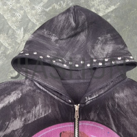 400 gsm French Terry Acid Wash Logo Print Hoodie
