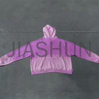 Heavyweight Acid Wash Distressed Pink Sun Faded Hoodie