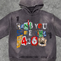 Acid Wash Hoodie with DTG Print