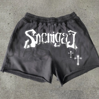 Vintage Acid Wash Cut Raw Hem Sweat Shorts