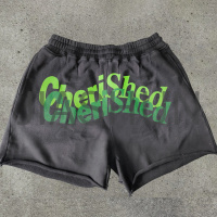 Vintage Acid Wash Cut Raw Hem Sweat Shorts