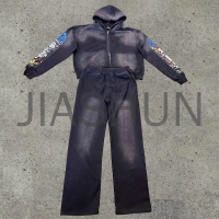 Baggy Oversized Terry Cotton Hoodie and Sweatpants Set