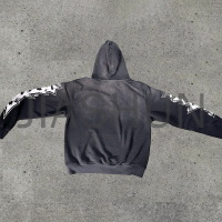 Black Acid Wash Cotton Hoodie with Digital Printing