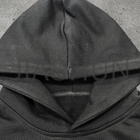 Black Acid Wash Cotton Hoodie with Digital Printing