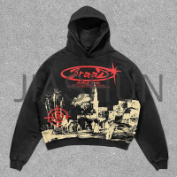 Oversized Sun Faded Distressed Hoodie