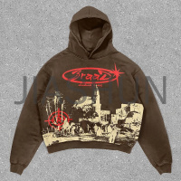 Oversized Sun Faded Distressed Hoodie