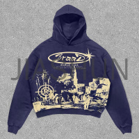 Oversized Sun Faded Distressed Hoodie