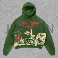 Oversized Sun Faded Distressed Hoodie