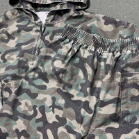 Zip-Up Distressed Camo Tracksuit Set