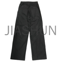 100% Nylon Wide Leg Mid Waist Black Trackpants with Side Open Button