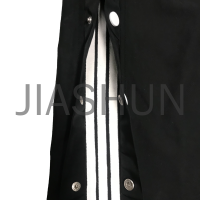 100% Nylon Wide Leg Mid Waist Black Trackpants with Side Open Button