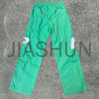 Nylon Striped Oversized Baggy Trackpants with Embroidered Logo