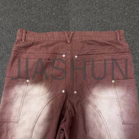Acid Wash Baggy Wide Leg Jeans with Embroidery