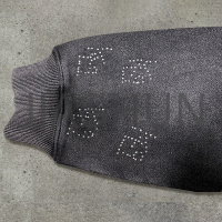 Acid Wash Distressed Cotton Zip-Up Hoodie with Logo Embroidery
