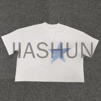 Oversized Cropped Boxy T-Shirt with DTG Print and Rhinestone